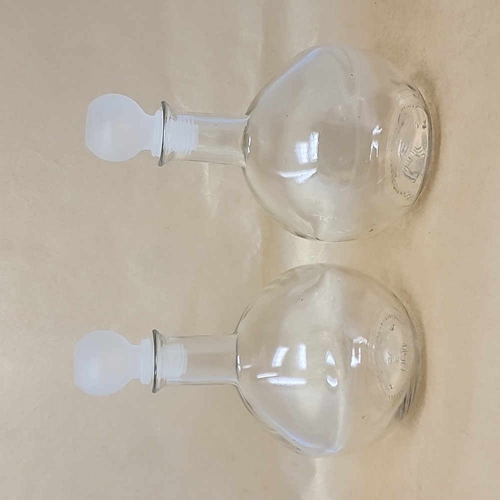 Decanters (2) Made in Italy Frosted Glass Tops